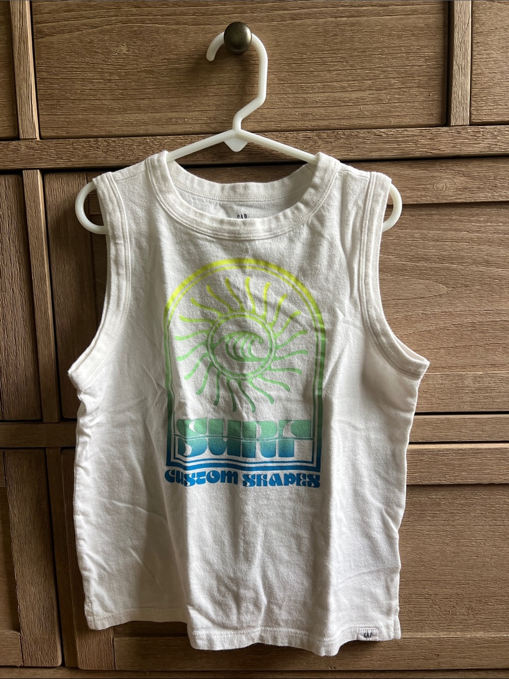 Boys Gap White Graphic Tank Top with Neon Sun Design
